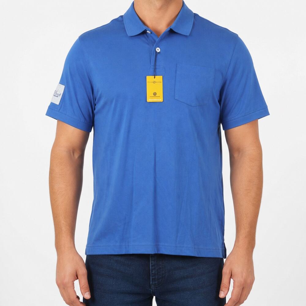 NEW Club Room Polo Shirt Mens Medium Blue Cloud Island Cotton Blend Short Sleeve